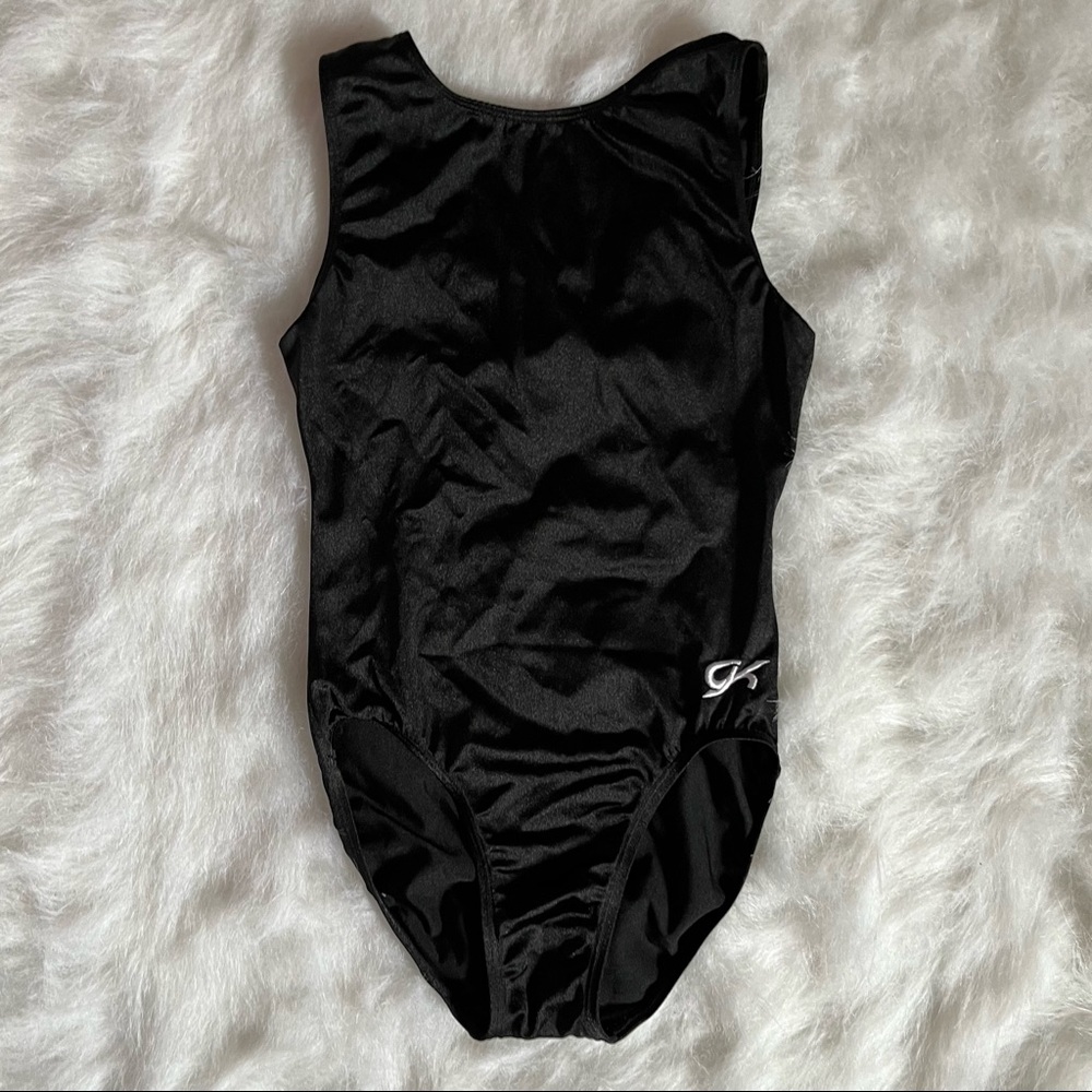 GK Black Sleeveless Gymnastics Leotard Bodysuit